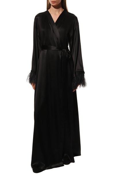 Шелковый халат с отделкой перьями I.D. SARRIERI, арт. L6476, фото 3