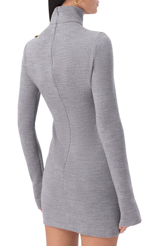 Платье из шерсти и хлопка Balmain FF0R8895/JL17 Серый  FF0R8895/JL17 Фото 4
