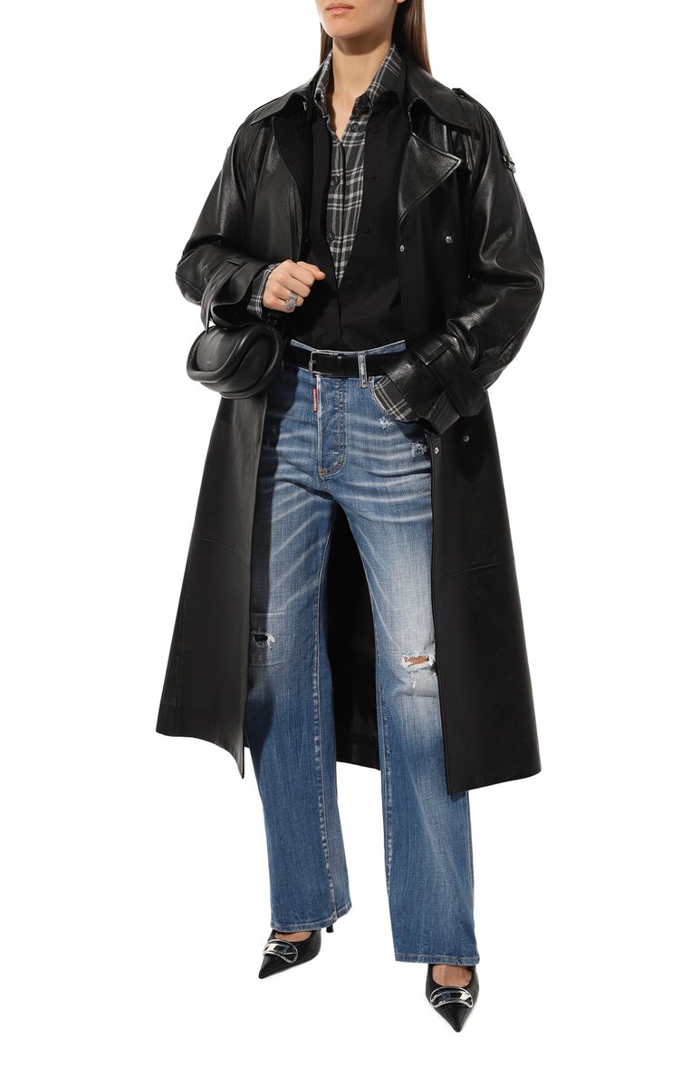 Женские джинсы roadie DSQUARED2 голубого цвета, арт. S75LB0872/S30342 | Фото 2 (Длина (брюки, джинсы): Стандартные; Материал внешний: Хлопок, Деним; Детали: Потертости; Стили: Гранж; Силуэт М (брюки): Широкие; Кросс-КТ: Деним)
