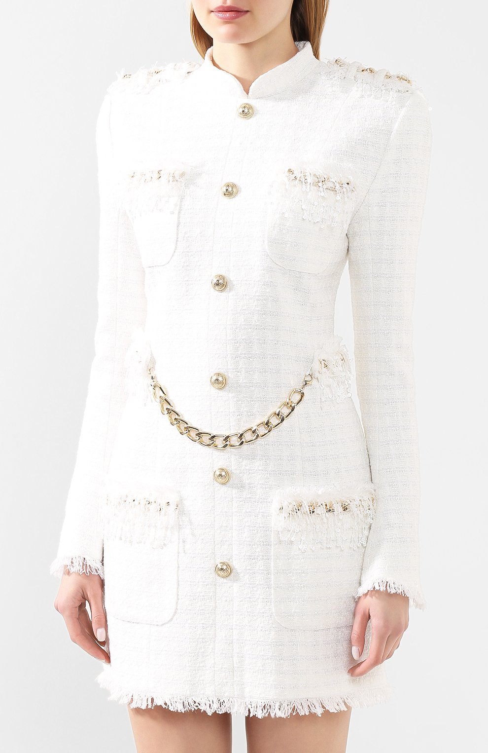 Платье BALMAIN белого цвета по цене 334000 руб., арт. TF16270/C229, фото 3 Платье BALMAIN, арт. TF16270/C229, фото 3