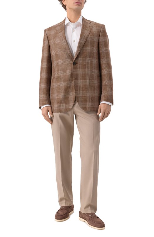 Пиджак из шерсти и шелка Corneliani 256018-2516208 Коричневый  256018-2516208 Фото 3