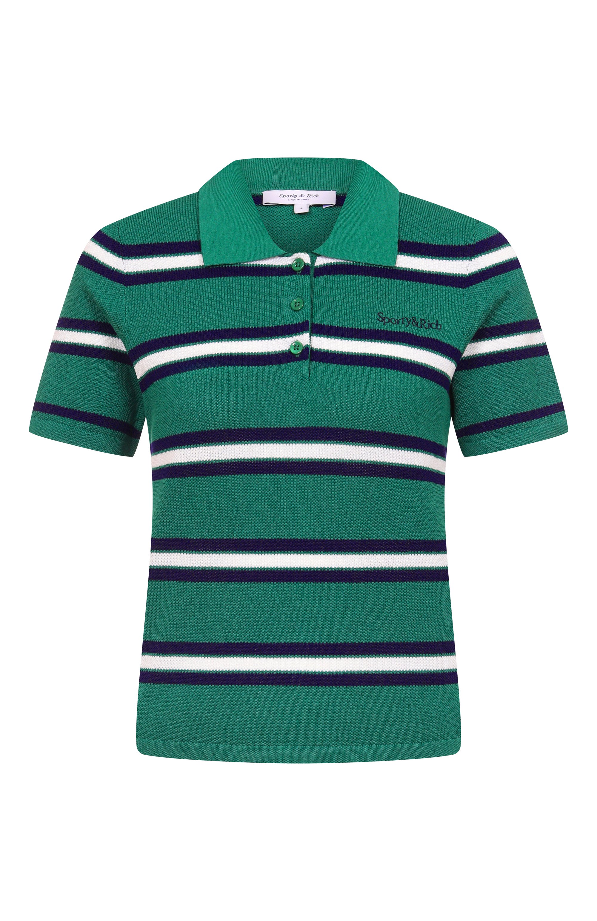 Поло из шелка и хлопка SPORTY AND RICH, арт. T0076621300GR50, фото 1