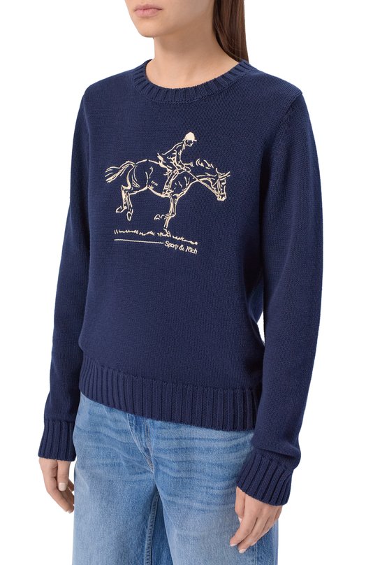 Хлопковый свитер Sporty and Rich WS06565245BL106 Синий  WS06565245BL106 Фото 3