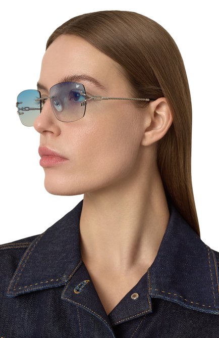 Женские солнцезащитные очки VINTAGE FRAMES голубого цвета, арт. BAL HARB0UR WHITE G0LD/BLUE FLASH | Фото 2 (Региональные ограничения белый список (Axapta Mercury): Не проставлено; Нос: Не проставлено)