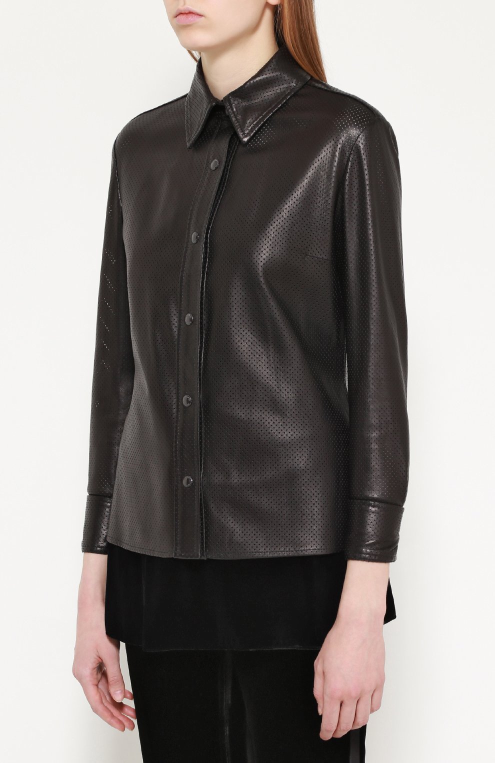 Кожаная блуза прямого кроя с перфорацией TOM FORD, арт. CAL525/LEX130, фото 3
