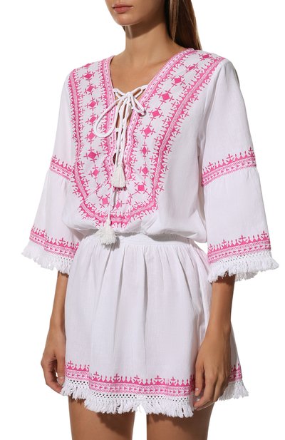 Туника из хлопка и льна MELISSA ODABASH розового цвета по цене 32050 руб., арт. MARTINA, фото 3 Туника из хлопка и льна MELISSA ODABASH, арт. MARTINA, фото 3