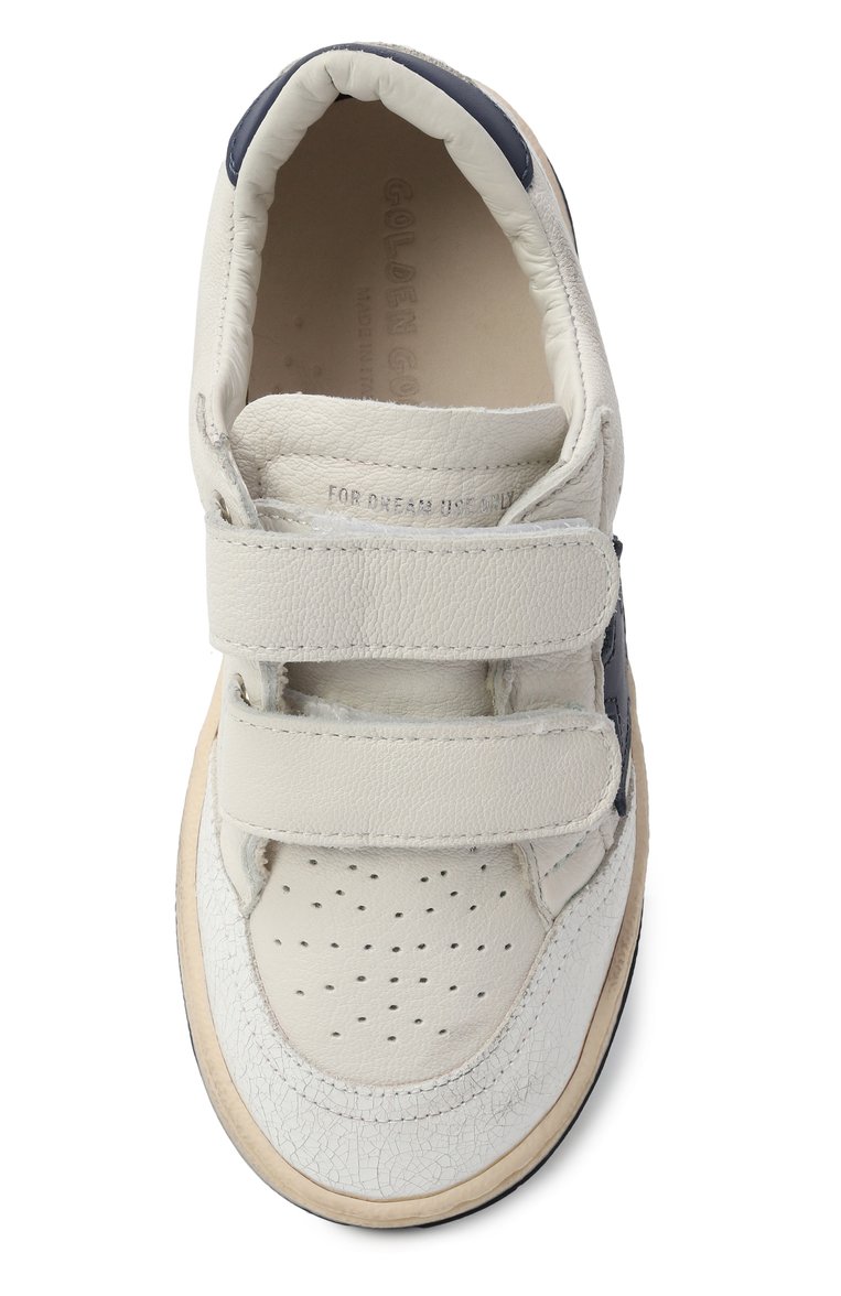 Детские кожаные кеды ball star GOLDEN GOOSE DELUXE BRAND молочного цвета, арт. GYF00501.F006805 | Фото 4 (Материал внутренний: Текстиль; Материал внешний: Натуральная кожа; Нос: Не проставлено; Кросс-КТ: велькро; Мальчики Кросс-КТ: Обувь-низкие; Автоматизация состава: Проставлено)