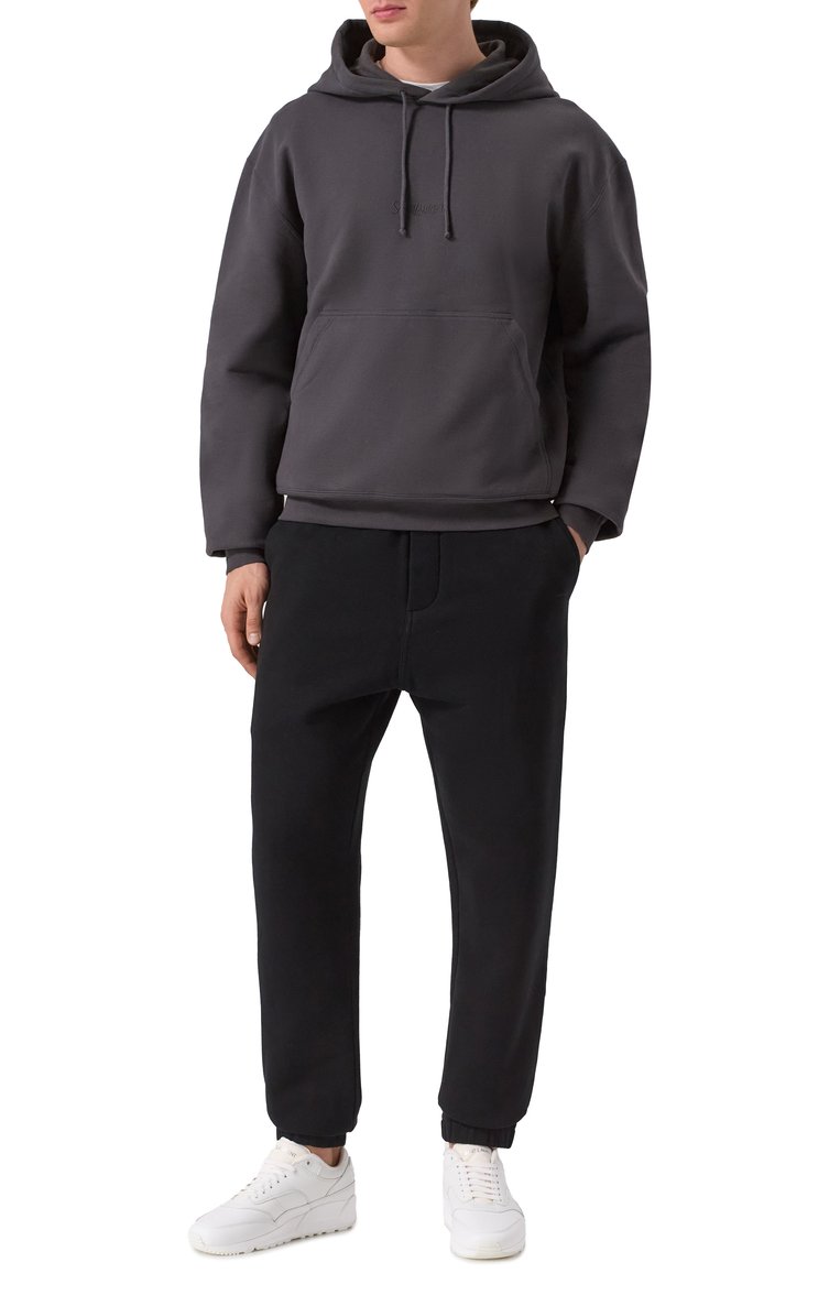 Мужские хлопковые джоггеры SAINT LAURENT черного цвета, арт. 813788/Y36SW | Фото 2 (Материал внешний: Хлопок; Длина (брюки, джинсы): Стандартные; Стили: Кэжуэл; Силуэт М (брюки): Джоггеры; Автоматизация ТО: Проставлено; Автоматизация состава: Проставлено)
