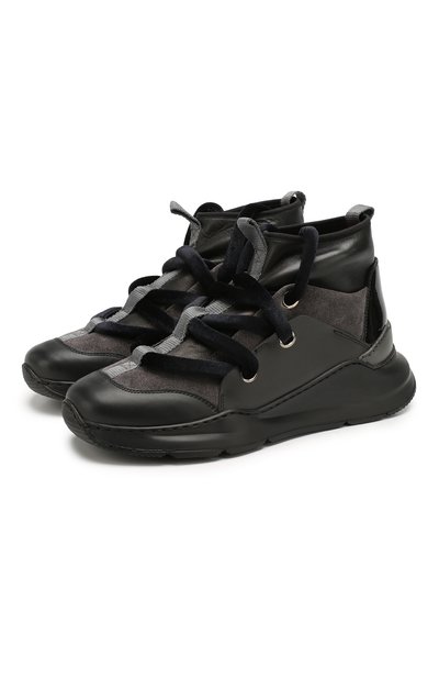 Кожаные кроссовки SANTONI черного цвета по цене 62150 руб., арт. WBKI60610NEGRJNTN50, фото 1 Кожаные кроссовки SANTONI, арт. WBKI60610NEGRJNTN50, фото 1