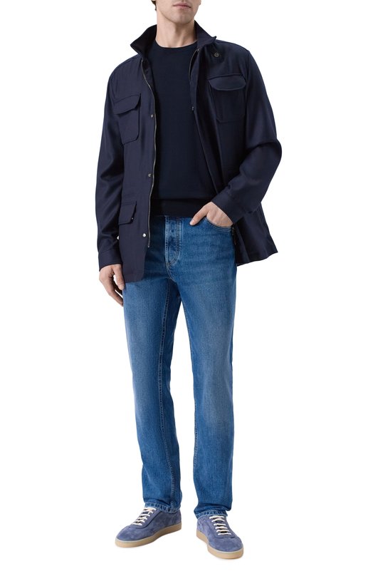 Хлопковый джемпер Kiton UMKXX37 Синий  UMKXX37 Фото 2