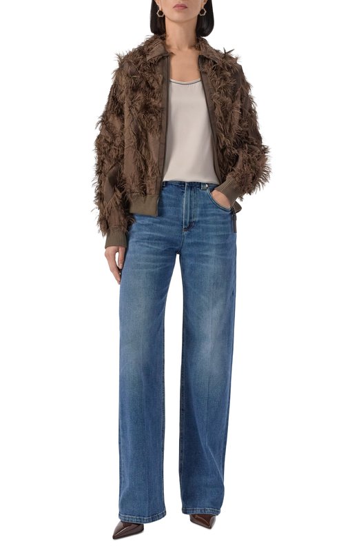 Атласный топ Brunello Cucinelli MPC59DE330 Кремовый  MPC59DE330 Фото 2