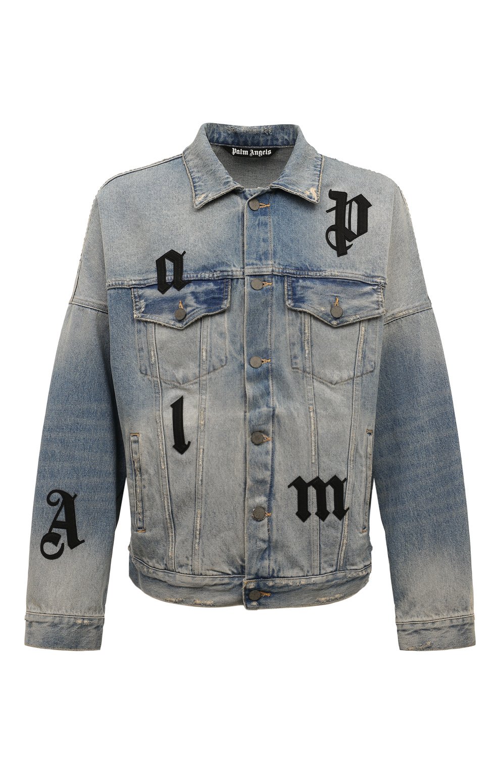 Джинсовая куртка PALM ANGELS голубого цвета по цене 99500 руб., арт. PMYE006F23DEN0014010, фото 1 Джинсовая куртка PALM ANGELS, арт. PMYE006F23DEN0014010, фото 1