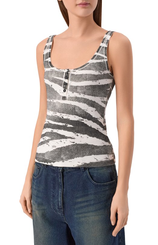 Хлопковая майка Blumarine 2T123A Чёрно-белый  2T123A Фото 3