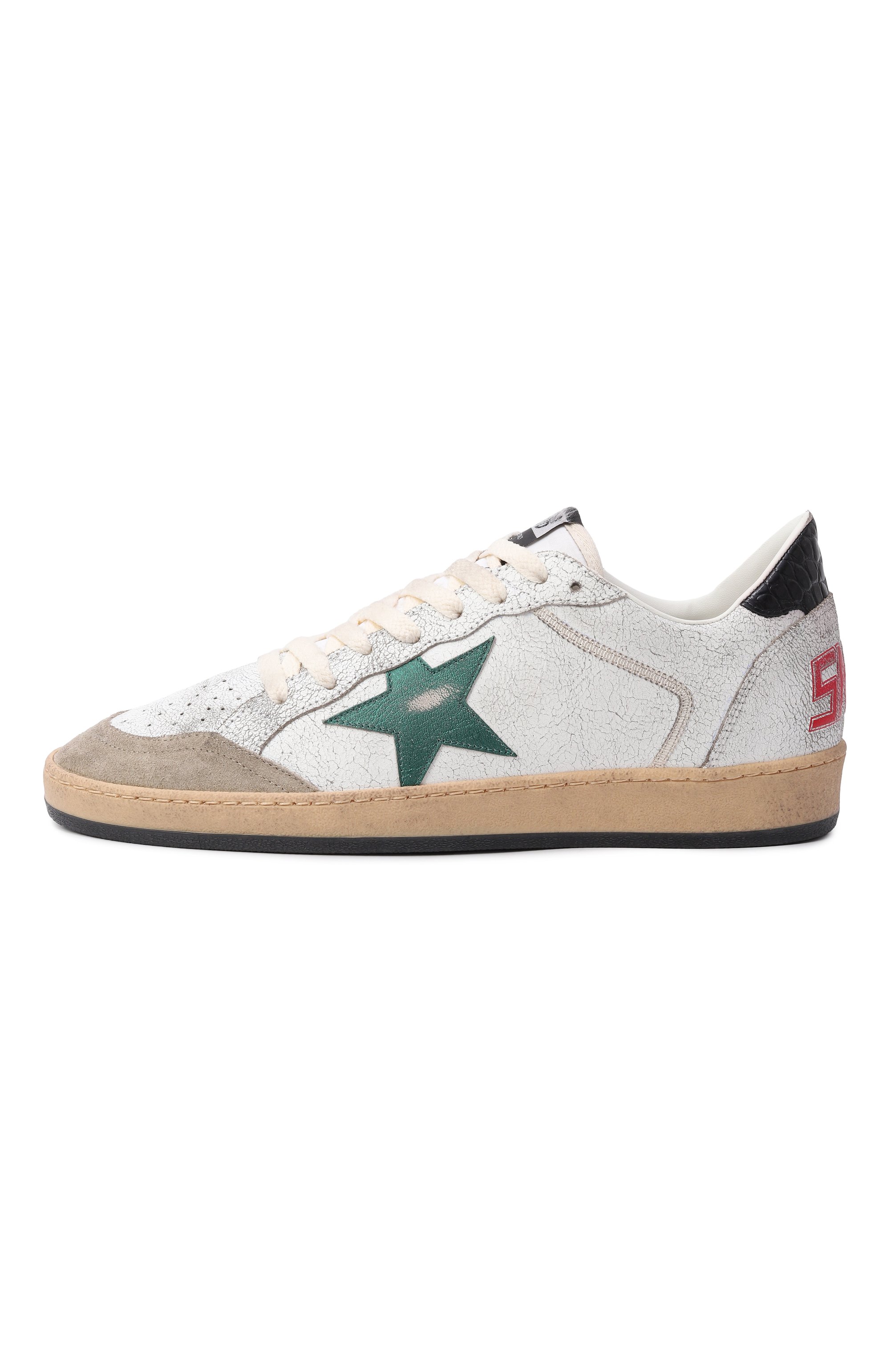 Комбинированные кеды ball star GOLDEN GOOSE DELUXE BRAND белого цвета по цене 77050 руб., арт. GMF00327.F006025, фото 4 Комбинированные кеды ball star GOLDEN GOOSE DELUXE BRAND, арт. GMF00327.F006025, фото 4