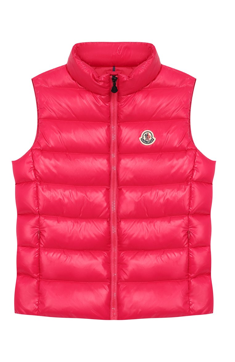 Детский пуховый жилет MONCLER ENFANT фуксия цвета, арт. E2-954-48336-05-68950/12-14A | Фото 1 (Материал внешний: Синтетический матери�ал; Материал подклада: Синтетический материал; Статус проверки: Проверено, Проверена категория; Девочки Кросс-КТ: Верхняя одежда; Материал утеплителя: Пух и перо; Материал сплава: Проставлено, Проверено; Драгоценные камни: Проставлено; Рукава: Без рукавов; Кросс-КТ: Демисезон)