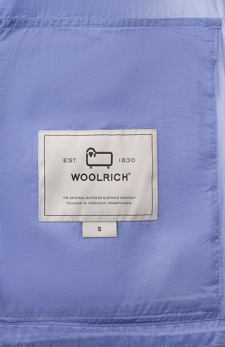 Женская ветровка WOOLRICH голубого цвета, арт. CFWW0U0965FRUT3069 | Фото 6 (Длина (верхняя одежда): Короткие; Материал вне�шний: Синтетический материал; Драгоценные камни: Проставлено; Рукава: Длинные; Материал сплава: Проставлено; Кросс-КТ: Куртка, Ветровка; Стили: Кэжуэл)