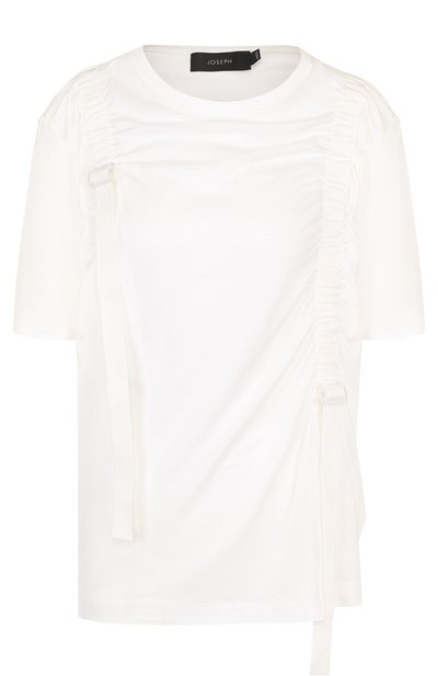 Женская однотонная хлопковая футболка с драпировкой JOSEPH, арт. JF001349