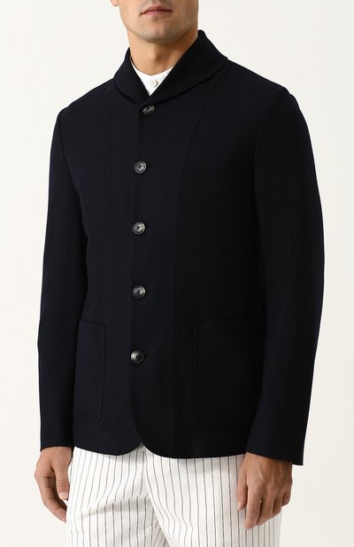 Однобортный кашемировый пиджак GIORGIO ARMANI темно-синего цвета по цене 285000 руб., арт. WSG10W/WS917, фото 3 Однобортный кашемировый пиджак GIORGIO ARMANI, арт. WSG10W/WS917, фото 3