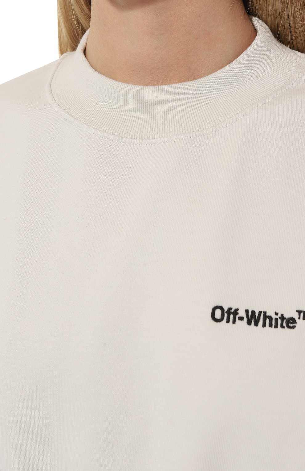 Хлопковый свитшот OFF-WHITE молочного цвета по цене 79700 руб., арт. OWBA069S23JER0010410, фото 5 Хлопковый свитшот OFF-WHITE, арт. OWBA069S23JER0010410, фото 5