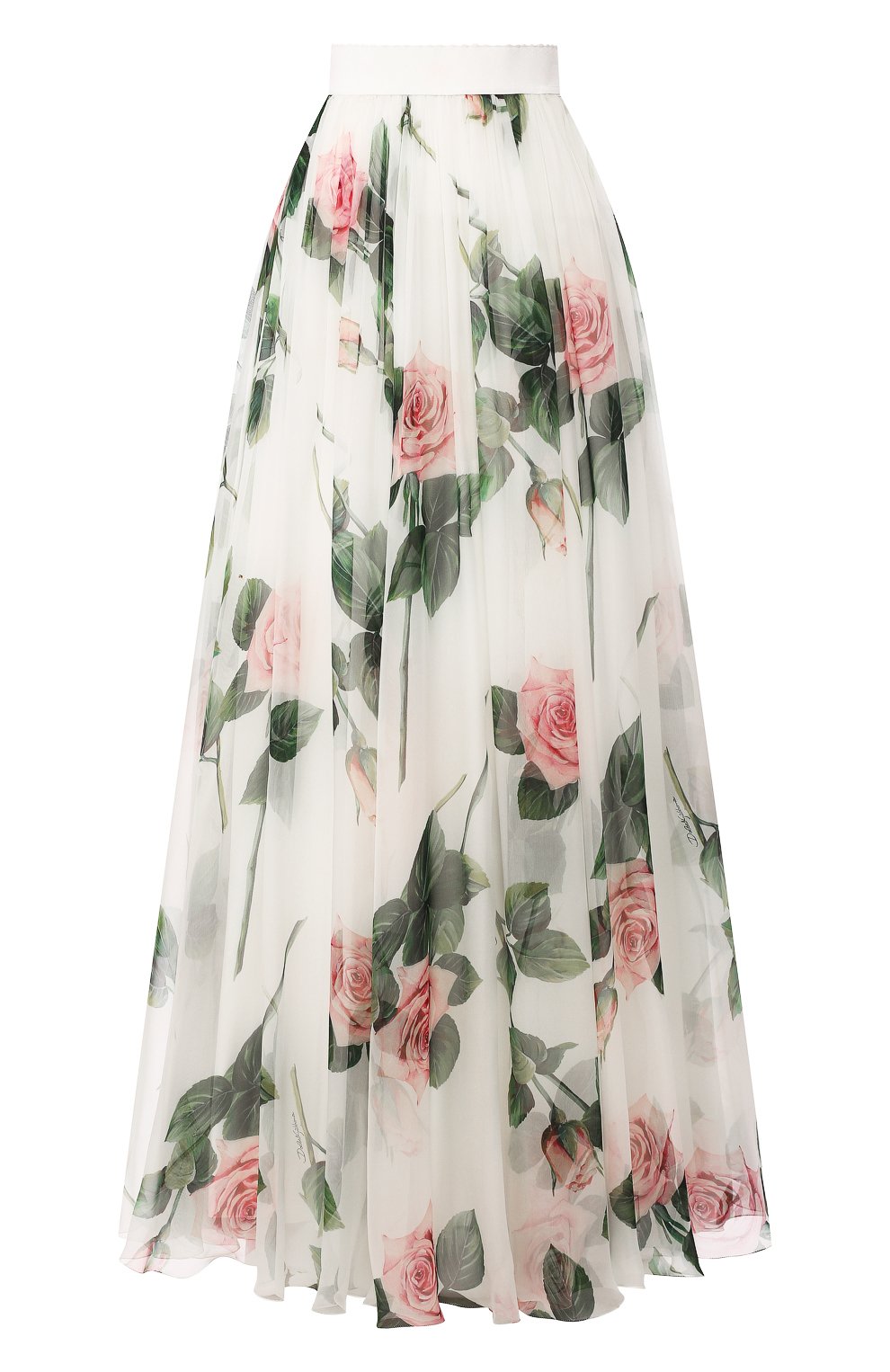 Шелковая юбка DOLCE & GABBANA белого цвета по цене 354000 руб., арт. F4B0WT/HS19S, фото 1 Шелковая юбка DOLCE & GABBANA, арт. F4B0WT/HS19S, фото 1