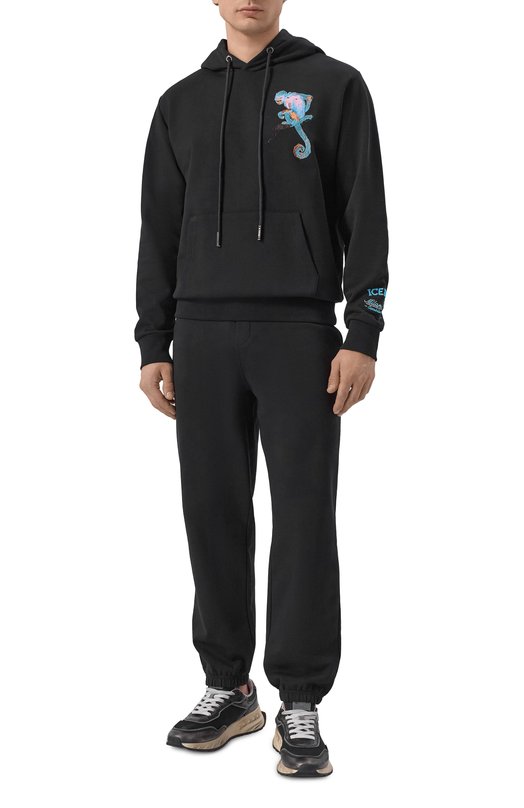 Хлопковое худи Iceberg E020/630A Чёрный  E020/630A Фото 2