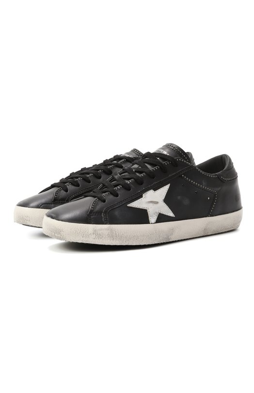 Кожаные кеды Super-Star Golden Goose Deluxe Brand GMF00101.F006896 Чёрный GMF00101.F006896