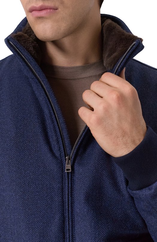 Бомбер из шерсти и кашемира Herno GI000611U/33351 Синий  GI000611U/33351 Фото 5