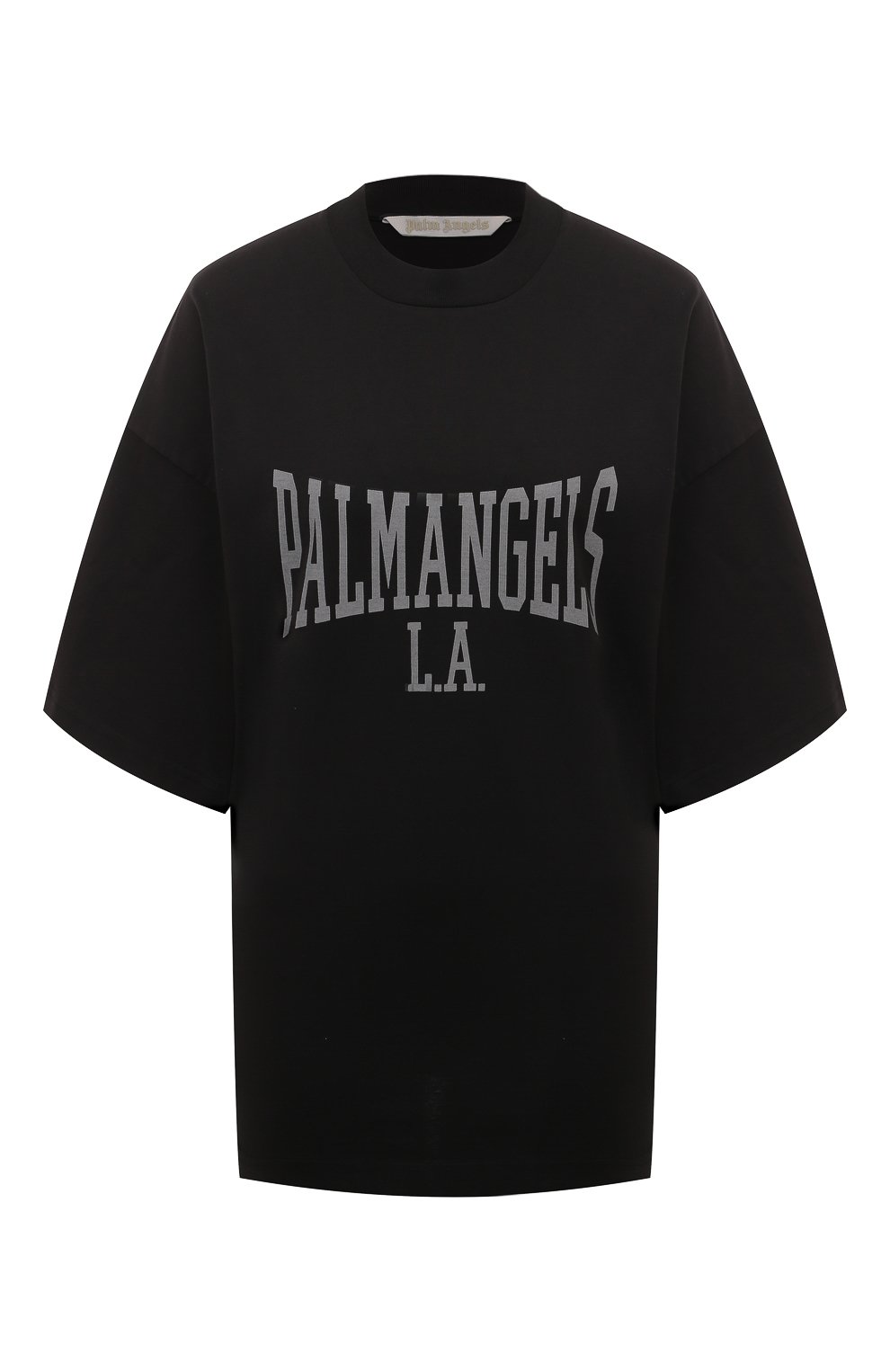 Хлопковая футболка PALM ANGELS черного цвета по цене 22050 руб., арт. PWAA017F24JER001, фото 1 Хлопковая футболка PALM ANGELS, арт. PWAA017F24JER001, фото 1