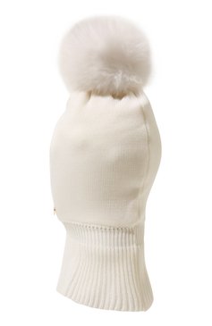 Детского шапка-балаклава IL TRENINO белого цвета, арт. CL 4069/VA | Фото 2 (Материал: Текстиль, Шерсть)