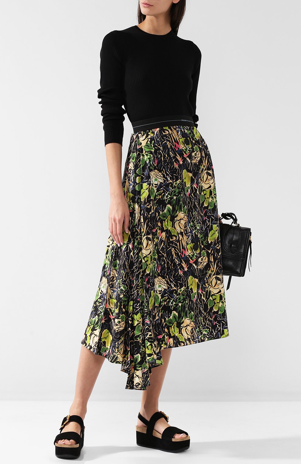 Шелковая юбка асимметричного кроя с принтом PRADA, арт. P195N-1RZM-F0002, фото 2