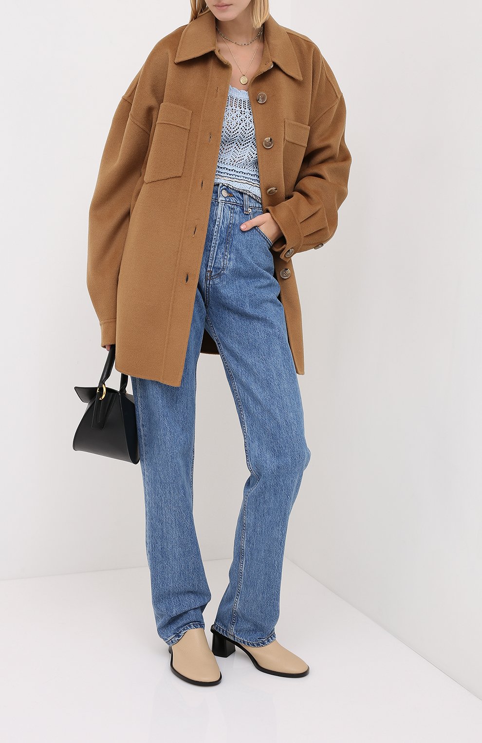 Куртка из шерсти и шелка NANUSHKA, арт. MARTIN_LIGHT BR0WN_D0UBLE SILK W00L BLEND, фото 2