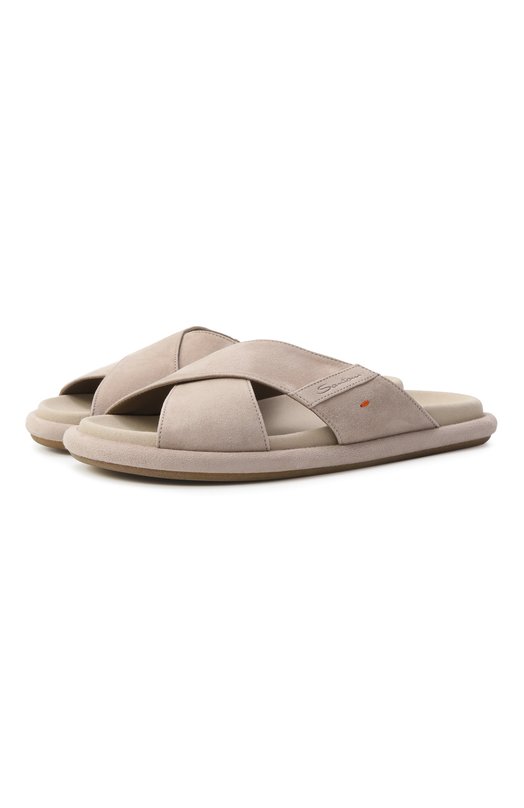 Замшевые шлепанцы Santoni WHXG71540G0MTMGD Бежевый WHXG71540G0MTMGD
