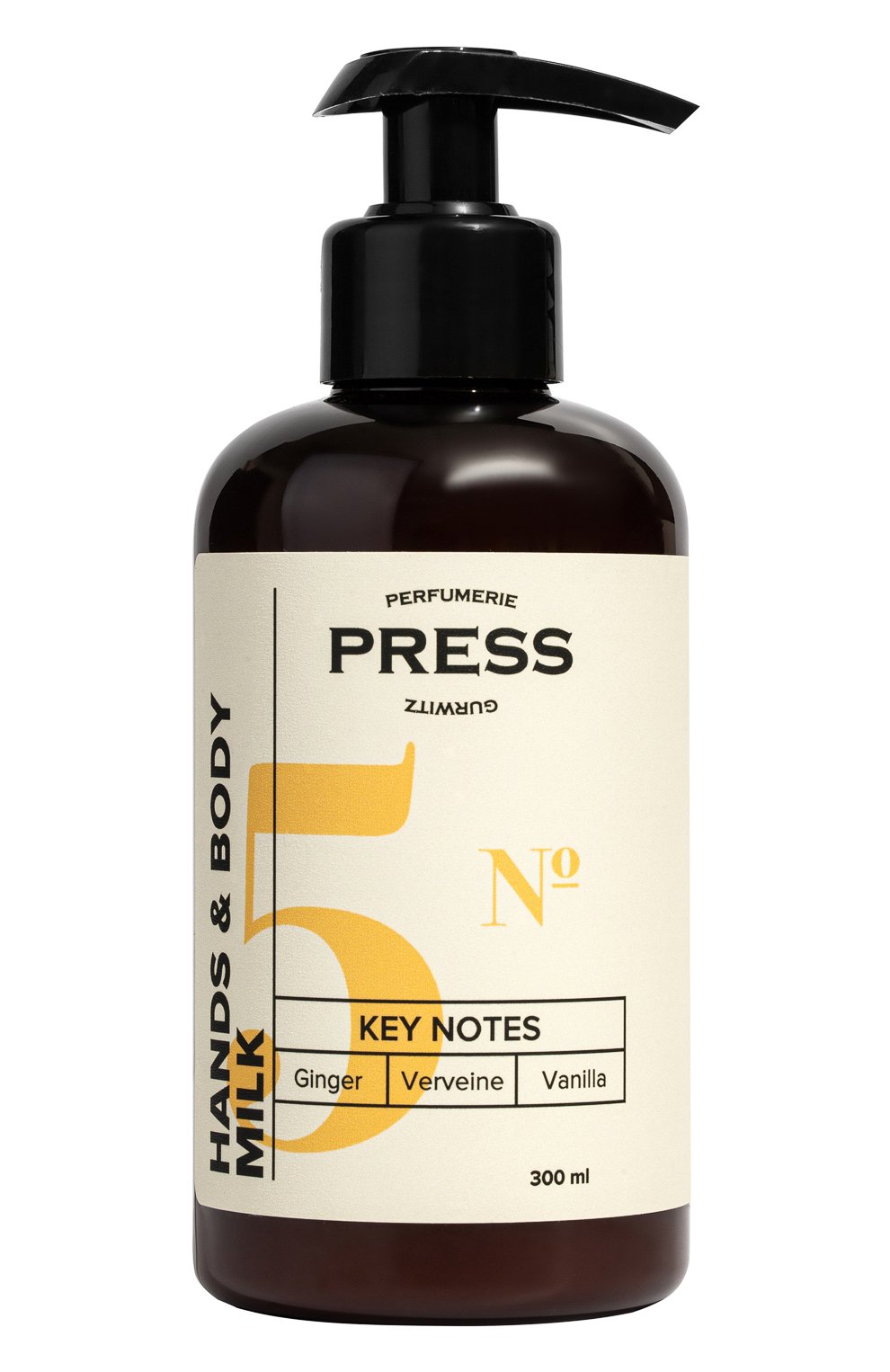 Увлажняющее молочко для рук и тела №5 ginger, verveine, vanilla (300ml) PRESS GURWITZ PERFUMERIE, арт. 4631159194195, фото 1