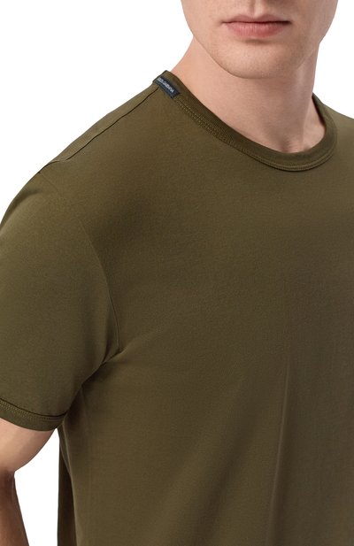 Хлопковая футболка DOLCE & GABBANA хаки цвета по цене 39050 руб., арт. G8JX7T/G7P1A, фото 5 Хлопковая футболка DOLCE & GABBANA, арт. G8JX7T/G7P1A, фото 5