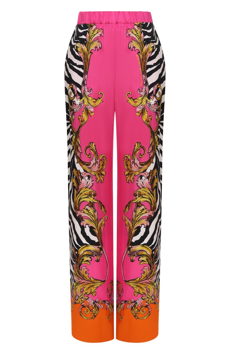 Женские брюки из вискозы VERSACE JEANS COUTURE розового цвета, арт. 78HAA1P2/NS653 | Фото 1 (Автоматизация состава: Проставлено; Материал внешний: Вискоза; Длина (брюки, джинсы): Стандартные; Автоматизация ТО: Проставлено; Женское Кросс-КТ: Брюки-одежда; Стили: Гламурный; Кросс-КТ: костюм; Силуэт Ж (брюки и джинсы): Прямые)