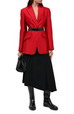 Женский шелковый жакет ALEXANDER MCQUEEN красного цвета, арт. 636289/QBAAW | Фото 2 (Материал подклада: Синтетический материал; Рукава: Длинные; Материал внешний: Шелк; 1-2-бортные: Однобортные; Женское Кросс-КТ: Жакет-одежда; Случай: Вечерний; Длина (для топов): Удлиненные)