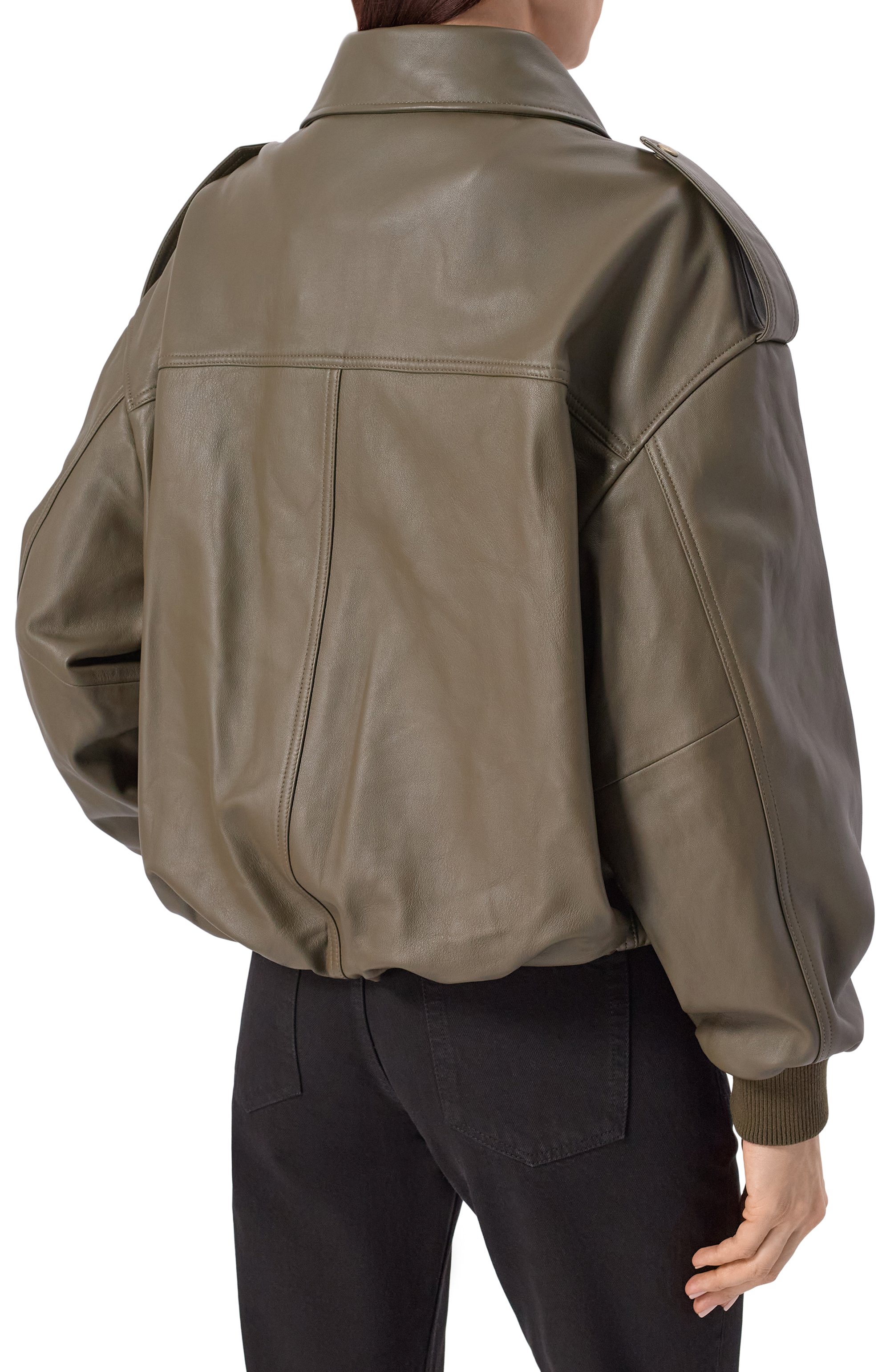 Кожаный бомбер HALFBOY, арт. HS261WL022 LT016/SM00TH LEATHER B0MBER, фото 4