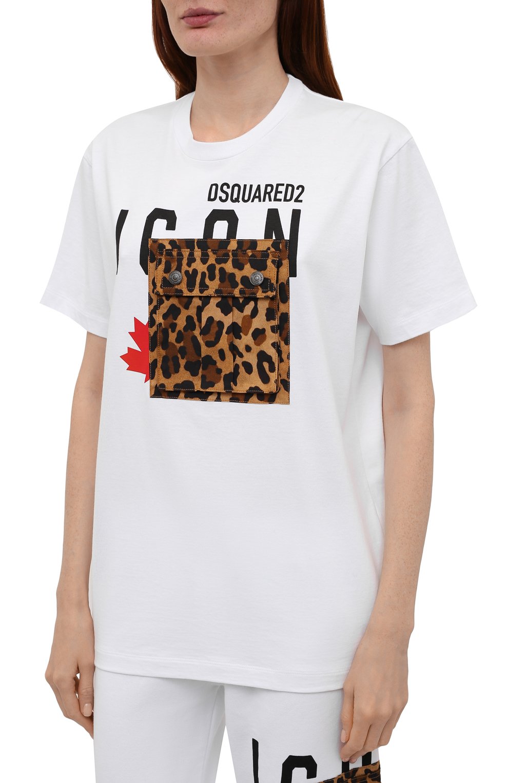 Хлопковая футболка DSQUARED2 белого цвета по цене 27950 руб., арт. S80GC0030/S20694, фото 3 Хлопковая футболка DSQUARED2, арт. S80GC0030/S20694, фото 3