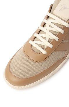 Мужские комбинированные кеды gz league GIUSEPPE ZANOTTI DESIGN бежевого цвета, арт. RM50006 | Фото 7 (Подошва: Массивная; Материал внешний: Текстиль, Натуральная кожа; Материал внутренний: Натуральная кожа; Стили: Классический; Кросс-КТ: Низкие; Материал утеплителя: Без утеплителя)