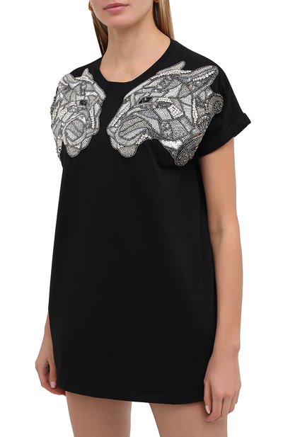 Хлопковая футболка BALMAIN черного цвета по цене 106500 руб., арт. UF11351/P049, фото 4 Хлопковая футболка BALMAIN, арт. UF11351/P049, фото 4