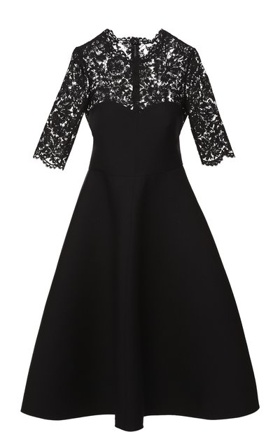 Женское приталенное платье с кружевным лифом и коротким рукавом VALENTINO, арт. MB3VABG6/360