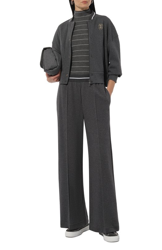 Хлопковые брюки Brunello Cucinelli MG927HC799 Серый  MG927HC799 Фото 2