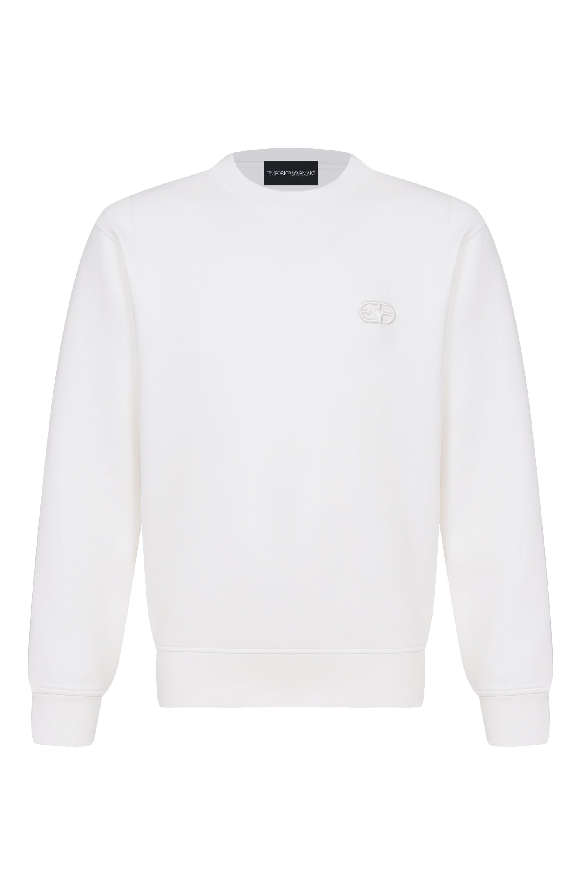 Хлопковый свитшот EMPORIO ARMANI белого цвета по цене 26100 руб., арт. EM004540/AF10013, фото 1 Хлопковый свитшот EMPORIO ARMANI, арт. EM004540/AF10013, фото 1