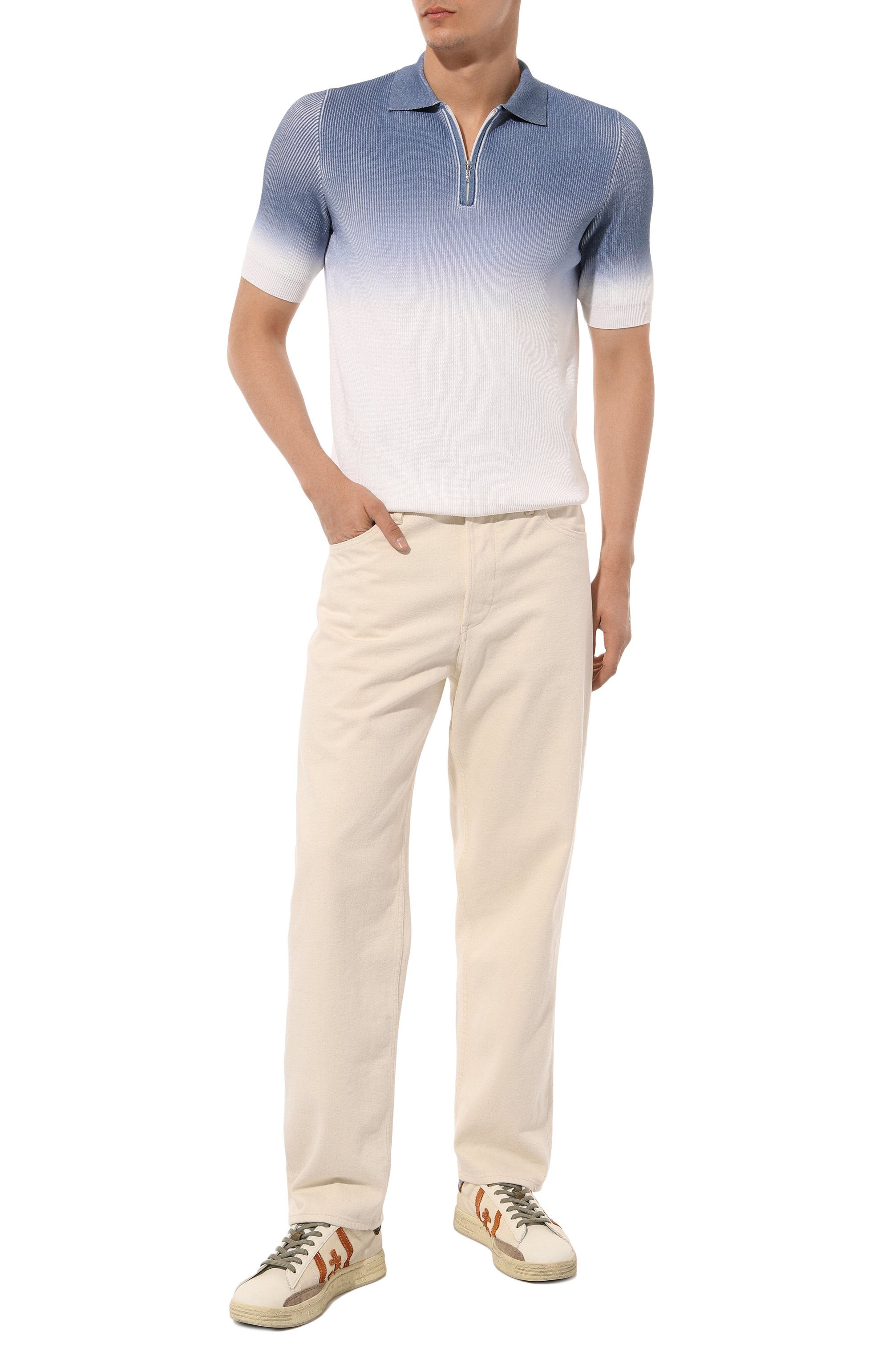 Поло из хлопка и шелка ZILLI голубого цвета по цене 119000 руб., арт. KZP002M0142VSUN00, фото 2 Поло из хлопка и шелка ZILLI, арт. KZP002M0142VSUN00, фото 2