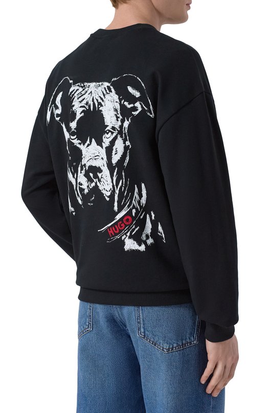 Хлопковый свитшот HUGO 50557482 Чёрный  50557482 Фото 4
