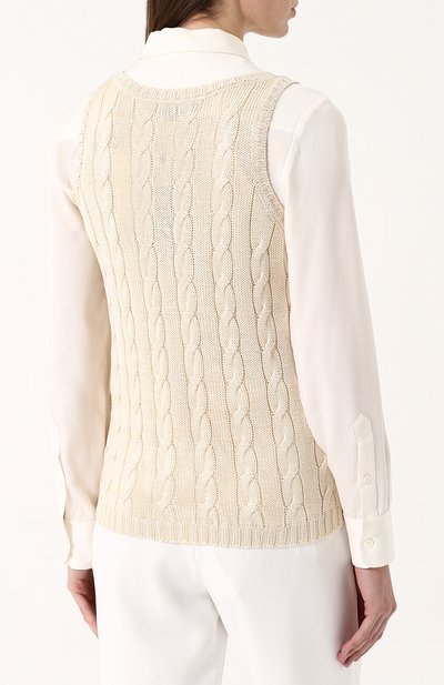 Шелковый топ фактурной вязки без рукавов RALPH LAUREN, арт. 290703704, фото 4