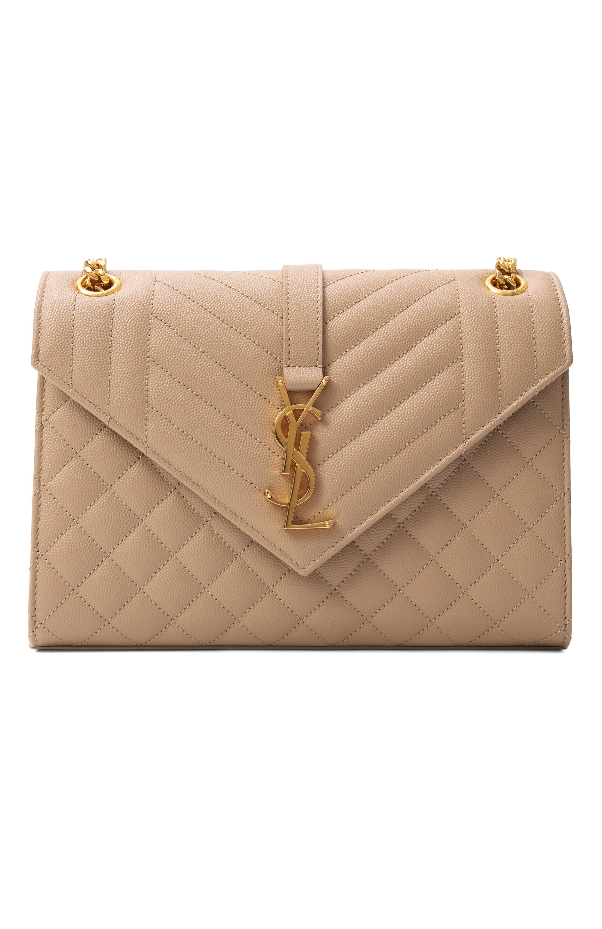 Сумка monogram envelope medium SAINT LAURENT светло-бежевого цвета по цене 385000 руб., арт. 600185/B0W91, фото 1 Сумка monogram envelope medium SAINT LAURENT, арт. 600185/B0W91, фото 1