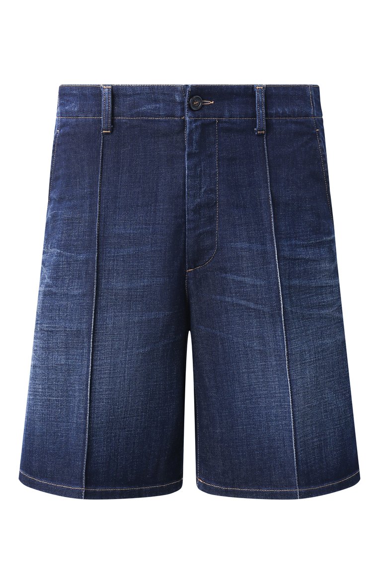 Мужские джинсовые шорты DSQUARED2 темно-синего цвета, арт. S74MU0871/S30664 | Фото 1 (Длина Шорты М: До колена; Материал внешний: Хлопок, Деним; Случай: Повседневный; Принт: Без принта; Кросс-КТ: Деним; Стили: Гранж; Детали: Без декора; Автоматизация ТО: Проставлено; Автоматизация состава: Проставлено)