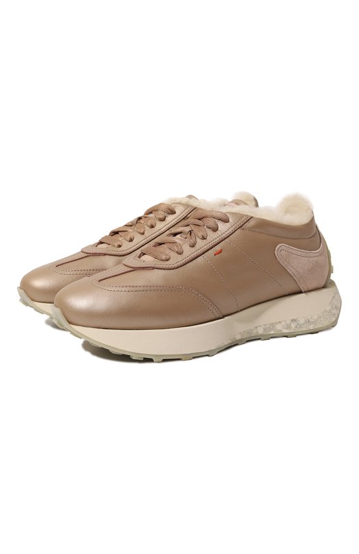 

Кожаные кроссовки Santoni, Бежевый