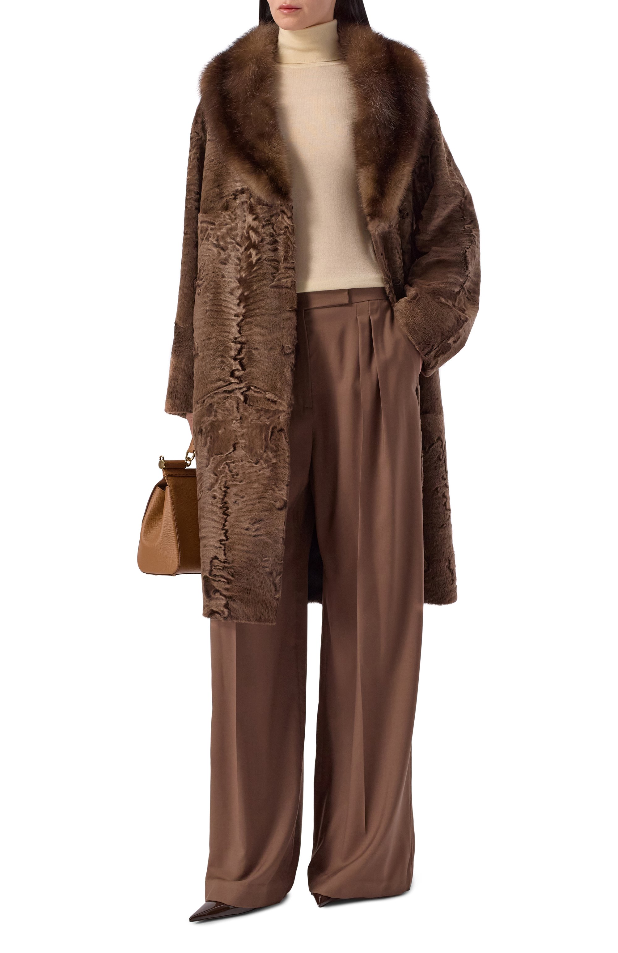 Шуба из каракульчи с отделкой из соболя VICTORIA KUSENKOVA, арт. 707113391447, фото 2